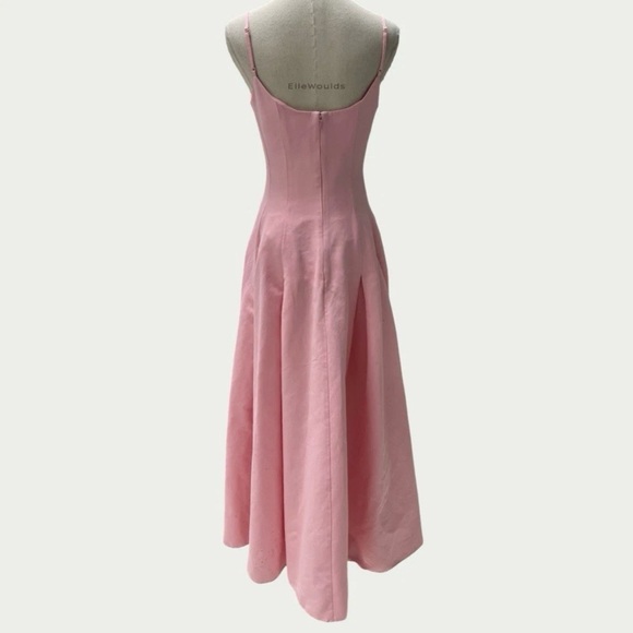 Staud $695 Joy Gown Pink Square Neck Cotton US Size 6 - Picture 5 of 12
